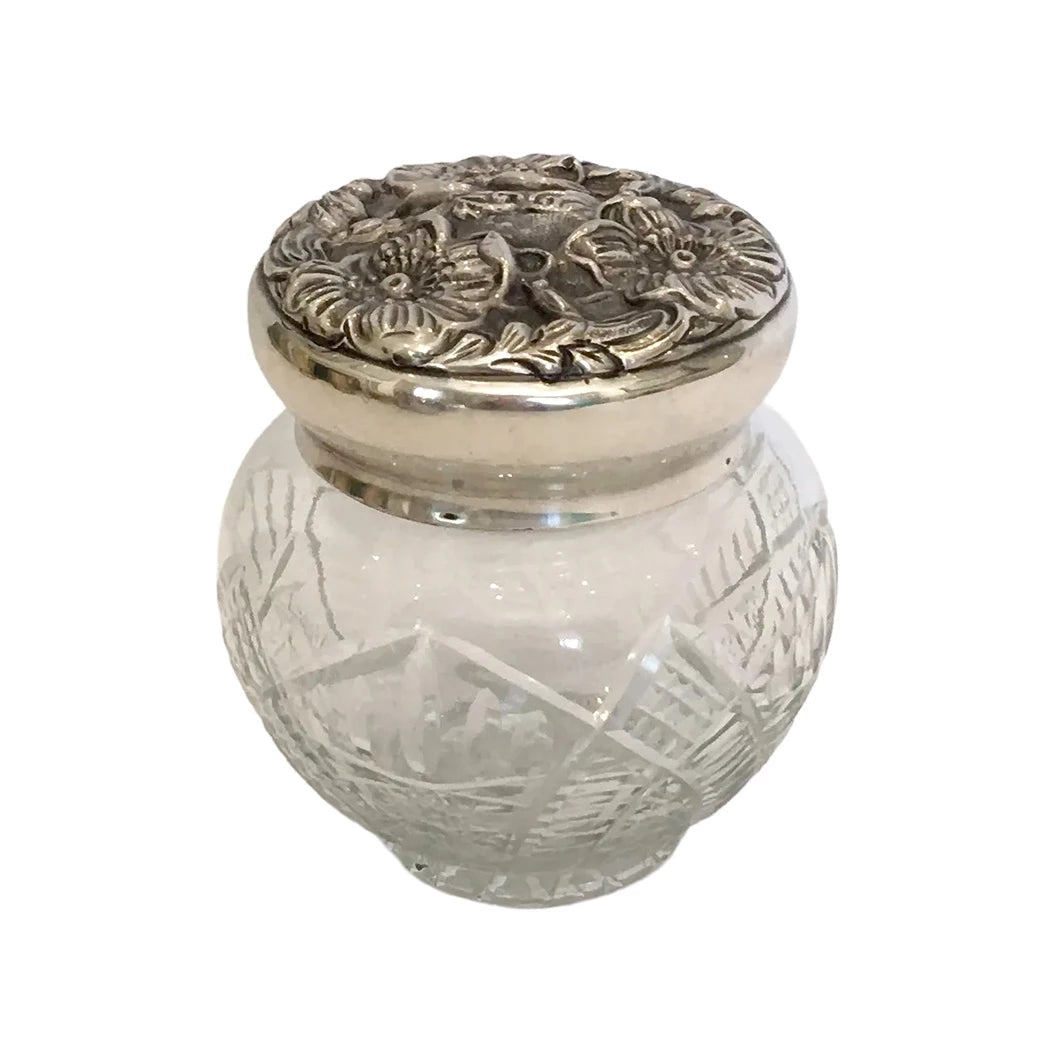 Jar - Floral Silver &amp; Glass