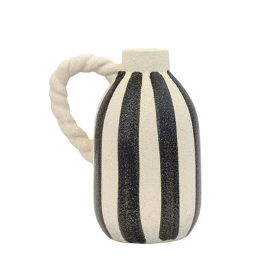 Jug - Beige with Black Lines 17.5cm - Ceramic