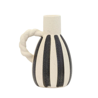 Jug - Beige with Black Lines 17cm - Ceramic