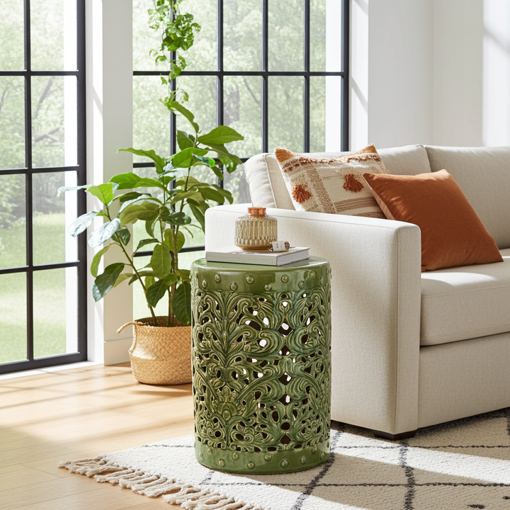 Garden Stool - Green Jungle Cut Out