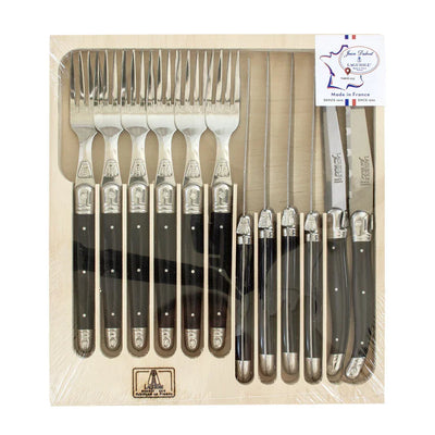 Laguiole Knife & Fork Set of 12 - Black - Cutlery