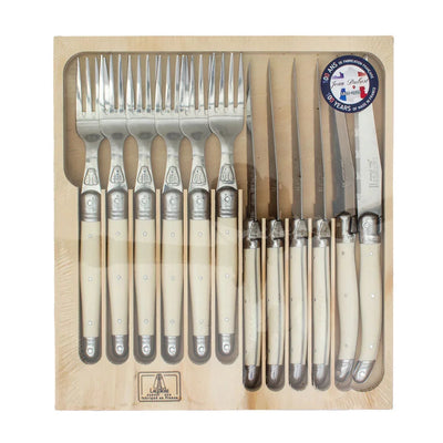 Laguiole Knife & Fork Set of 12 - Ivory - Cutlery