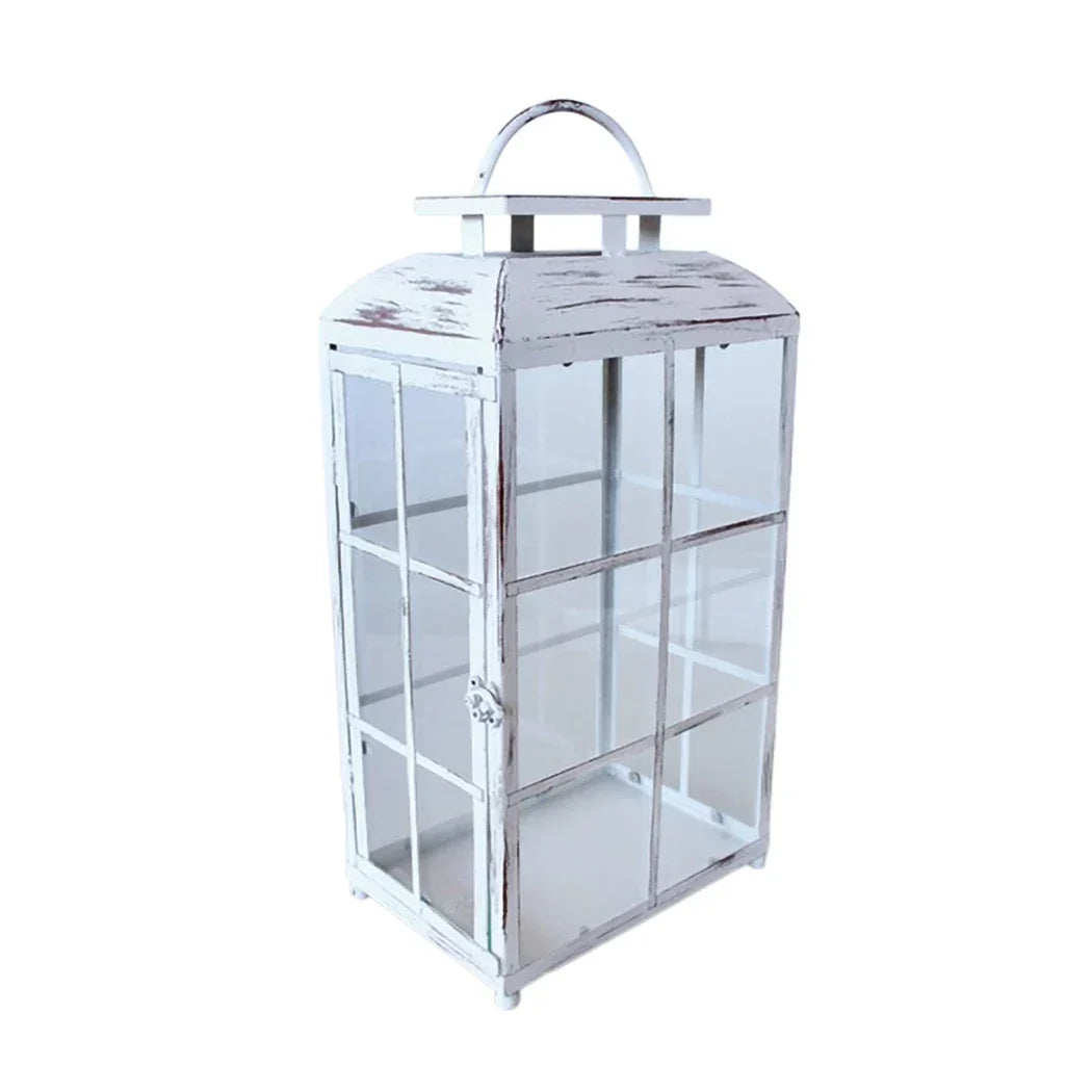 Lantern - Distressed White 55cm - Iron