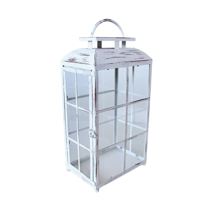 Lantern - Distressed White 55cm - Iron