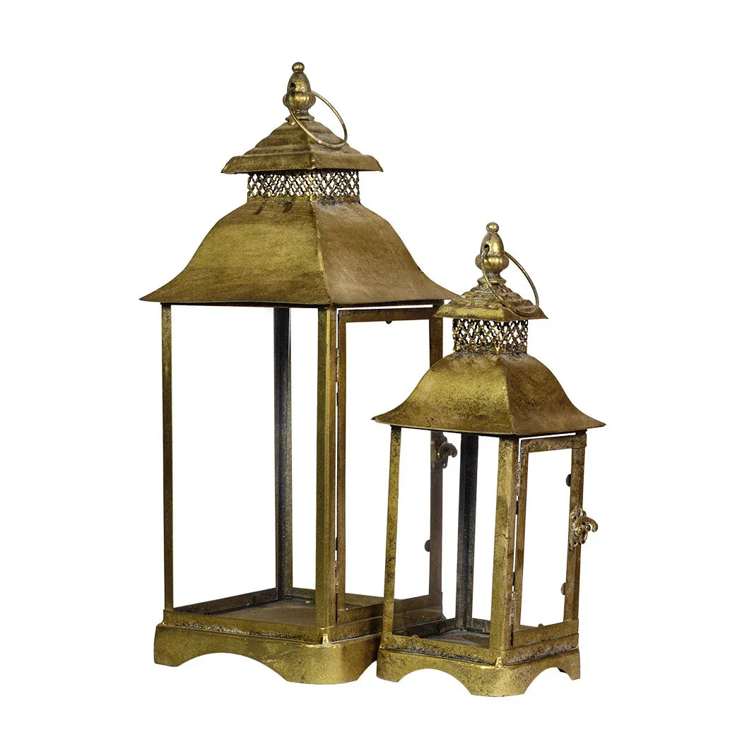 Lantern Set of 2 - Golden Mesh - Iron