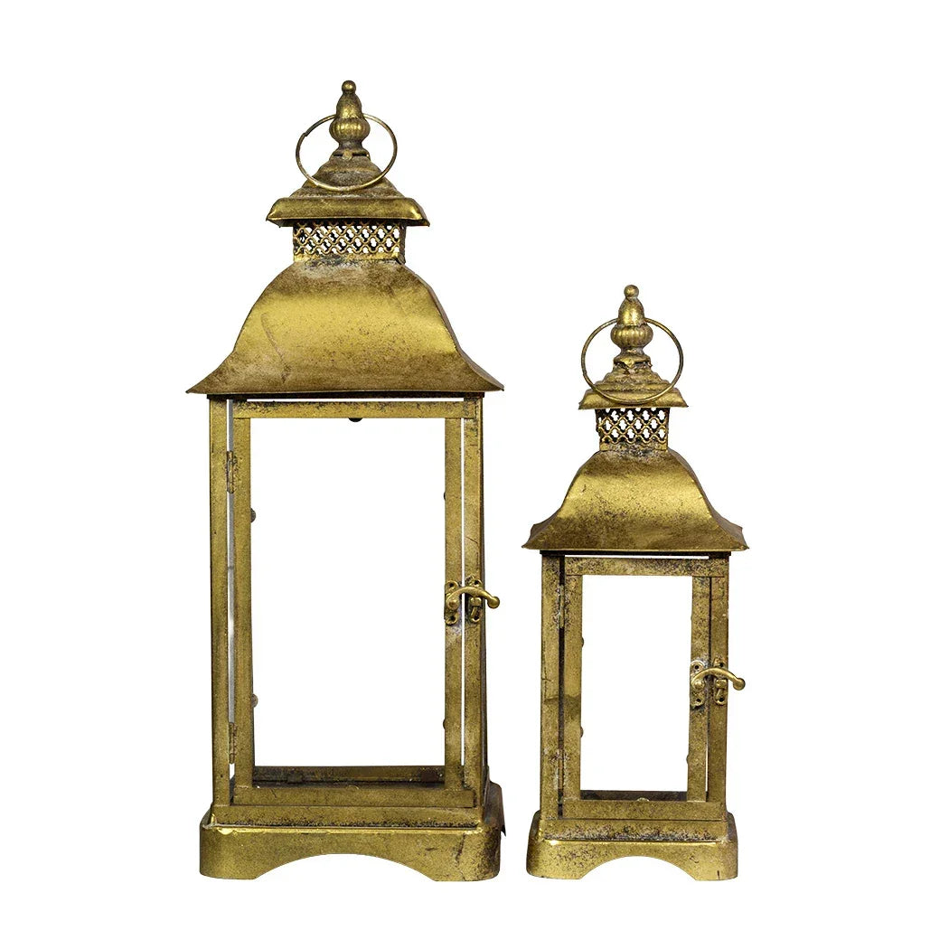 Lantern Set of 2 - Golden Mesh - Iron