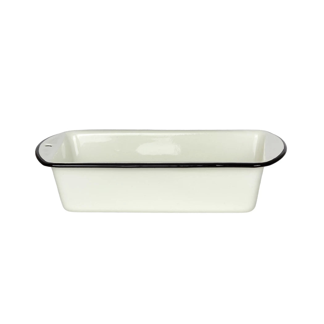 Loaf Pan - Enamel Cream &amp; Black Rim