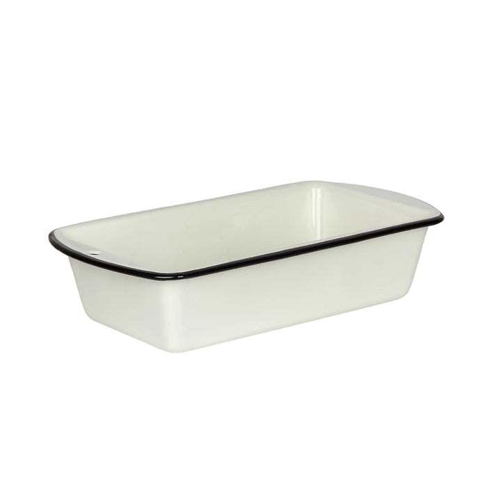 Loaf Pan - Enamel Cream &amp; Black Rim