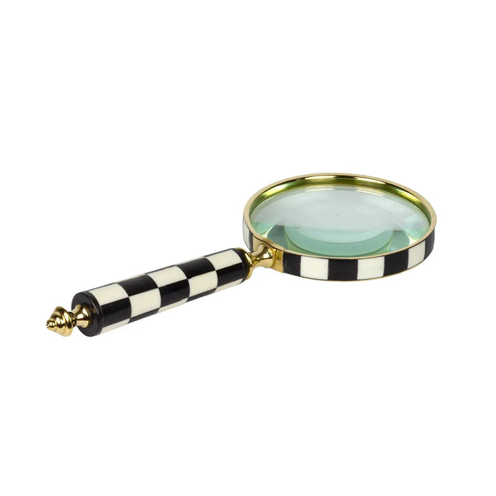 Magnifying Glass - Black &amp; White Checkered Gold - Pewter