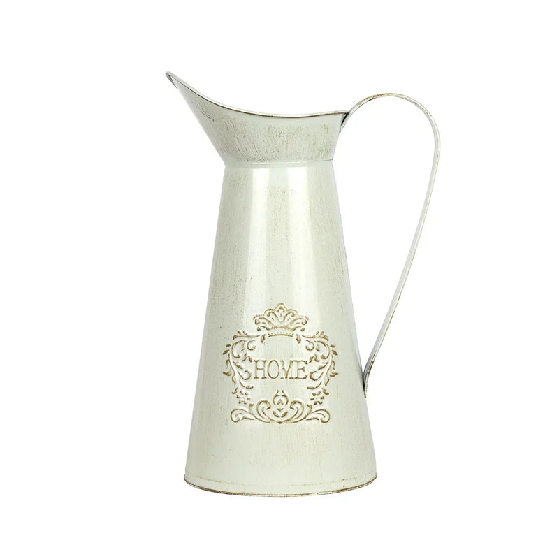 Metal Jug - Tall Cream Carden 35cm - Metal