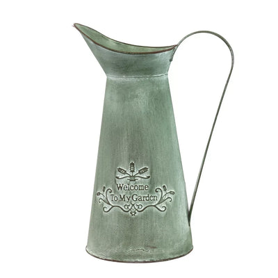 Metal Jug - Tall Green Garden 35cm - Metal