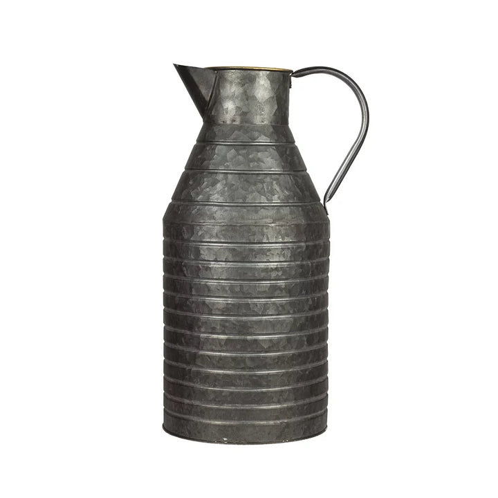 Metal Jug - Tall Ribbed Greys 40cm - Metal