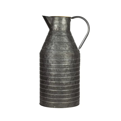 Metal Jug - Tall Ribbed Greys 40cm - Metal