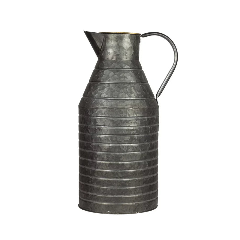 Metal Jug - Tall Ribbed Greys 40cm - Metal