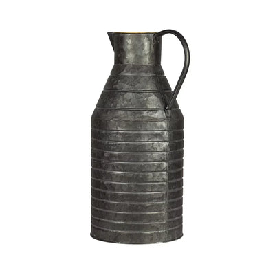 Metal Jug - Tall Ribbed Greys 40cm - Metal