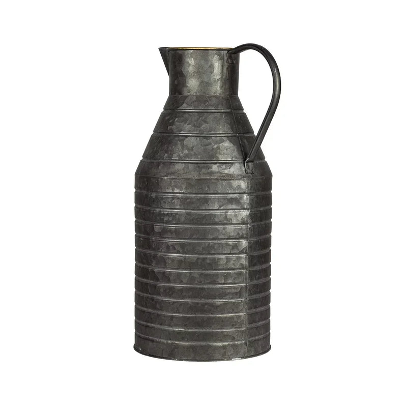 Metal Jug - Tall Ribbed Greys 40cm - Metal