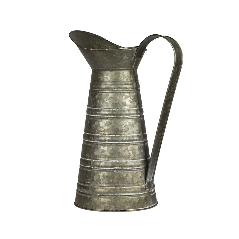 Metal Jug - Tall Ribbed Tin 35cm - Metal