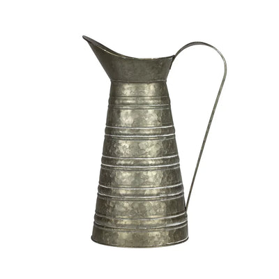 Metal Jug - Tall Ribbed Tin 35cm - Metal