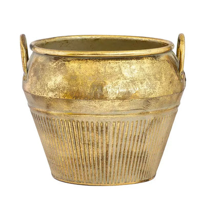 Metal Pot - Golden Basket - Iron