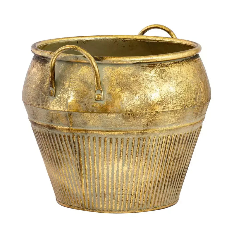 Metal Pot - Golden Basket - Iron