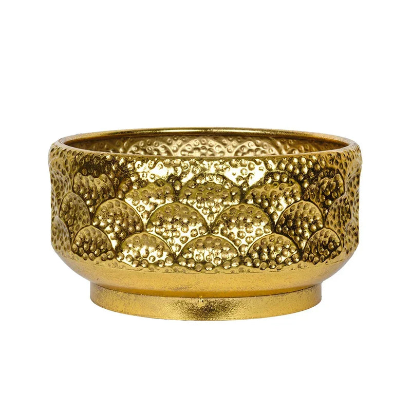 Metal Pot - Golden Hammered - Iron