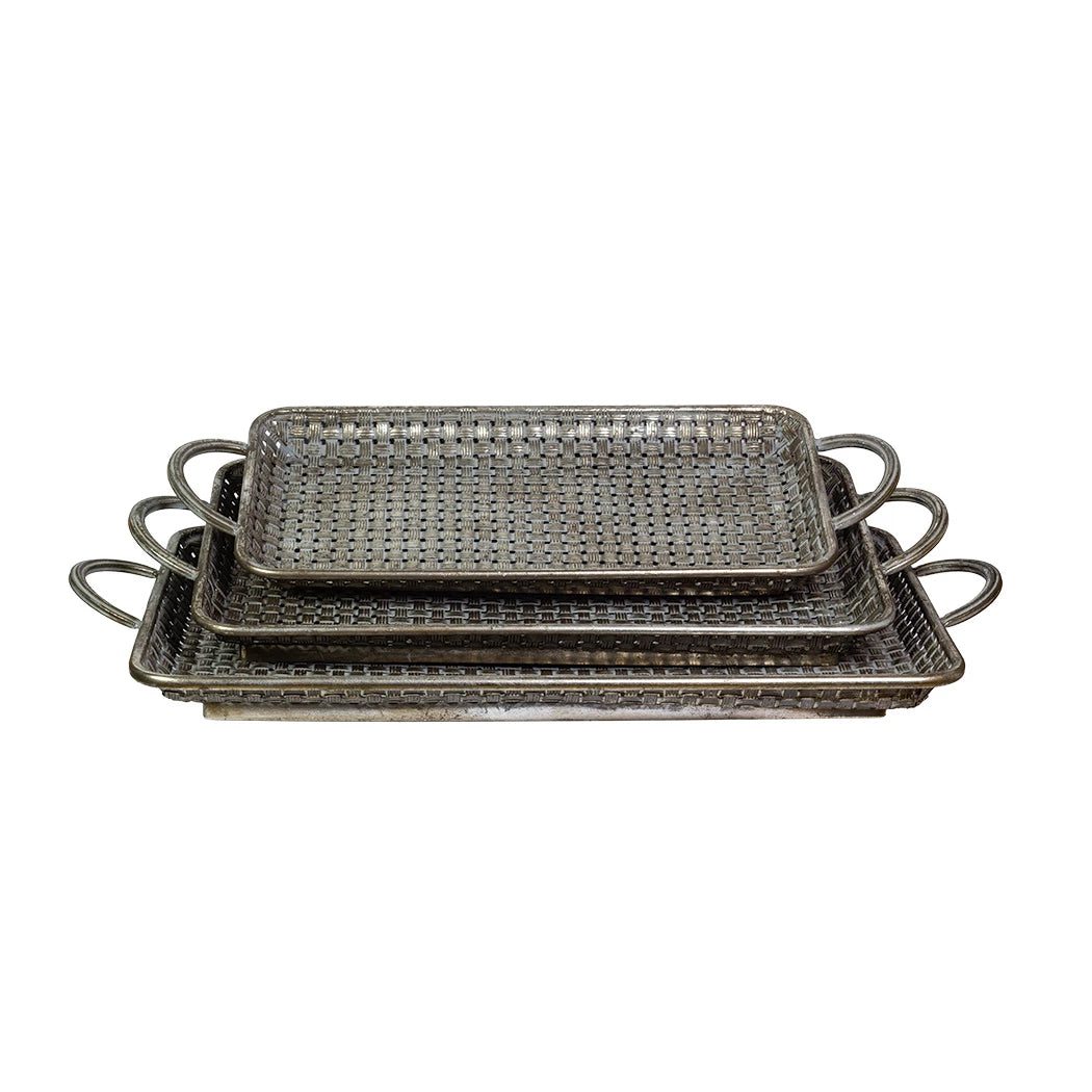 Tray Set of 3 - Ancient Silver Weave