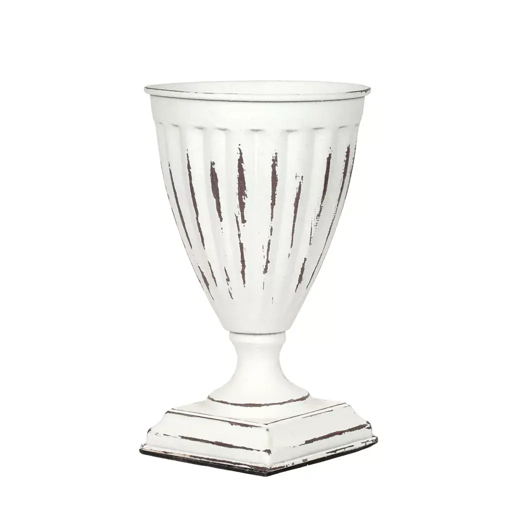 Metal Urn - White Roman 20.5cm - Iron