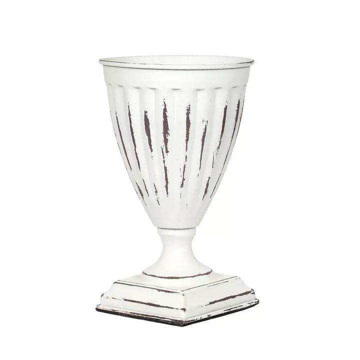 Metal Urn - White Roman 20.5cm - Iron