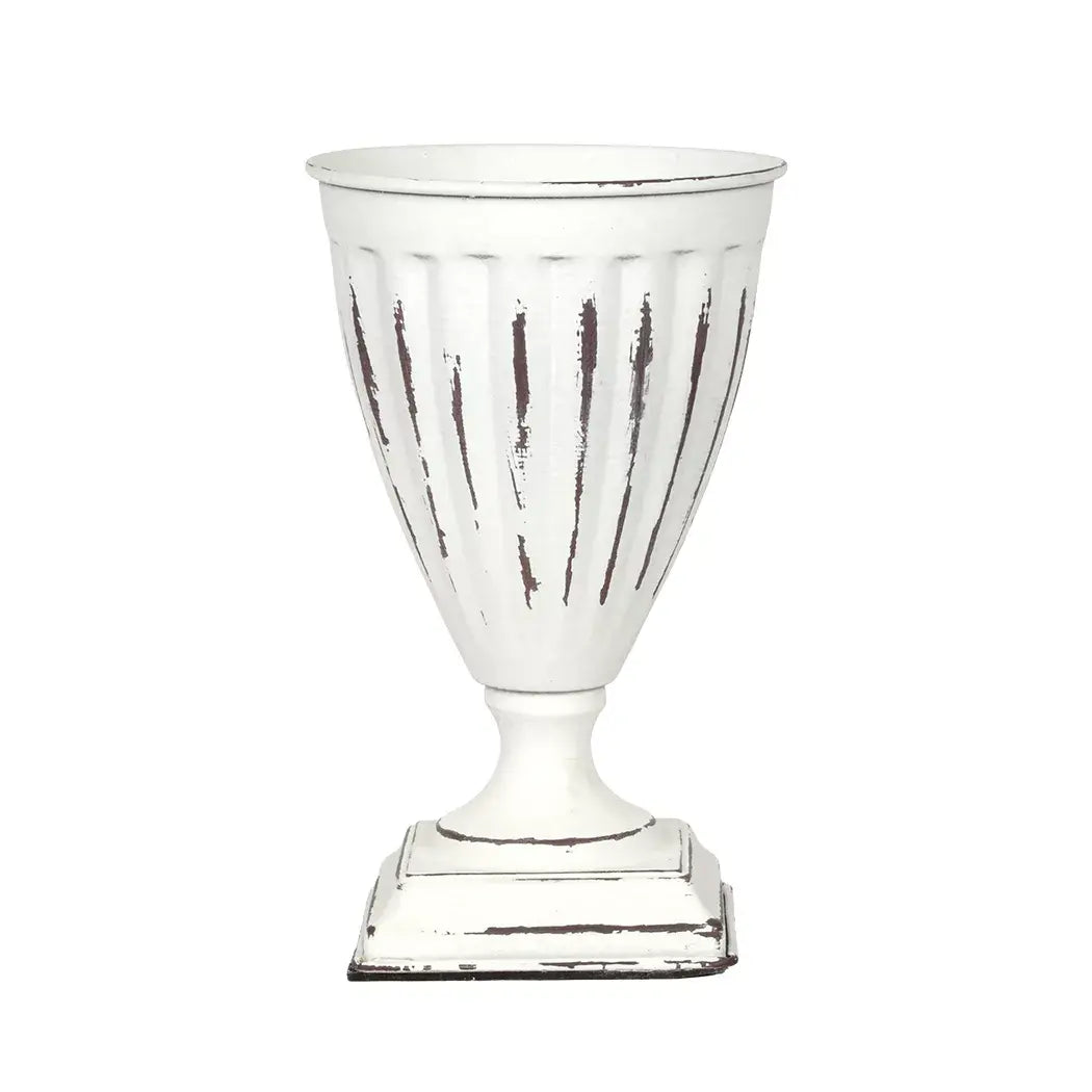 Metal Urn - White Roman 20.5cm - Iron