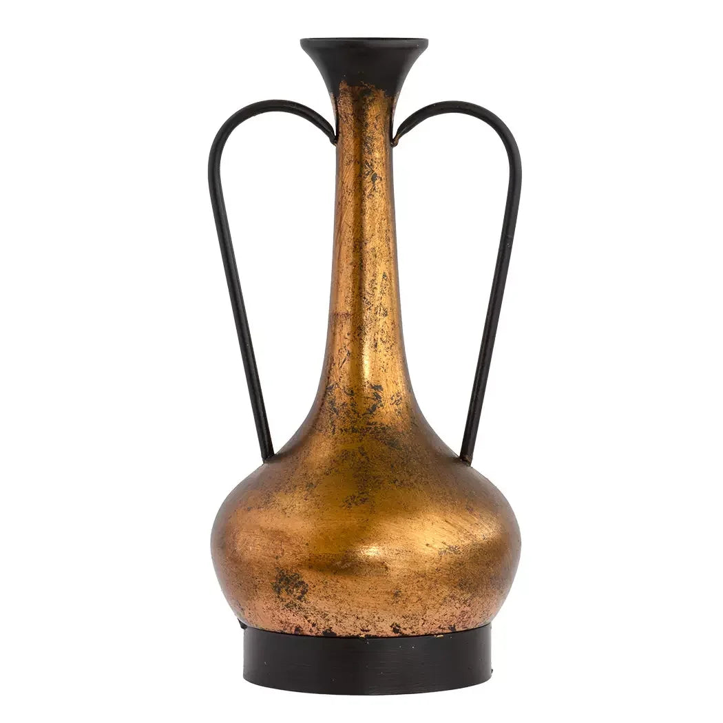 Metal Vase- Bronze &amp; Ebony Handled - Iron