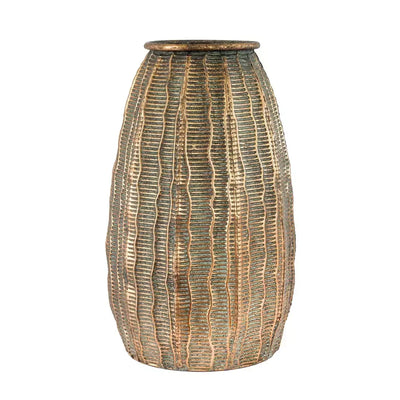 Metal Vase - Bronze Textured Bullet 39cm Iron