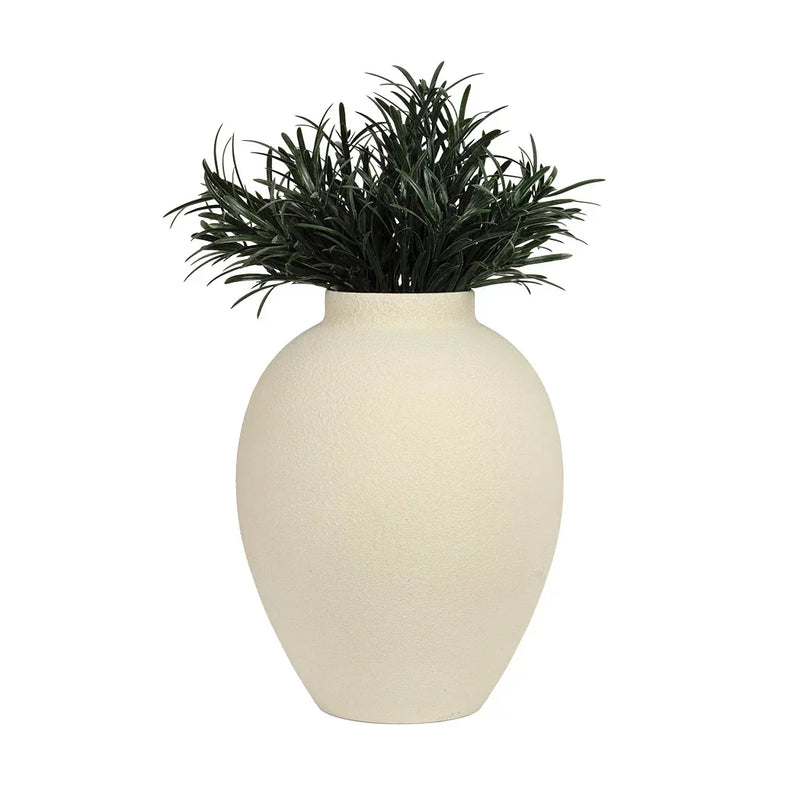 Metal Vase - Cream 23cm - Iron