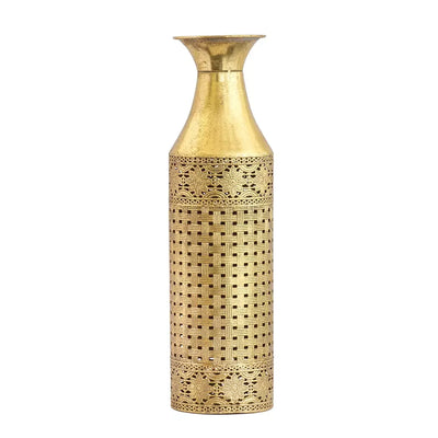 Metal Vase- Golden Floral Weave 51cm - Iron