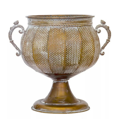 Metal Vase - Grand Bronze Handled Large 40cm - Iron