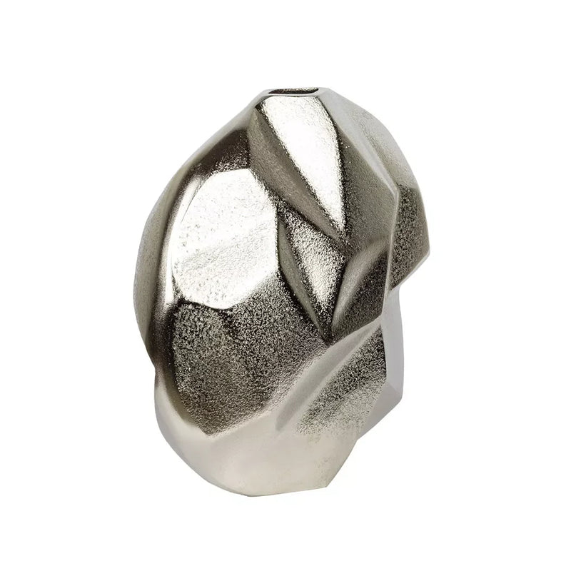Metal Vase Silver Folded Rustic 26.5cm Iron