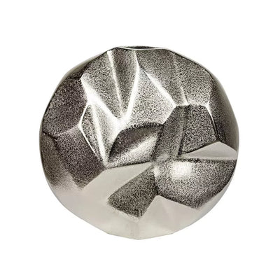 Metal Vase Silver Folded Rustic 26.5cm Iron