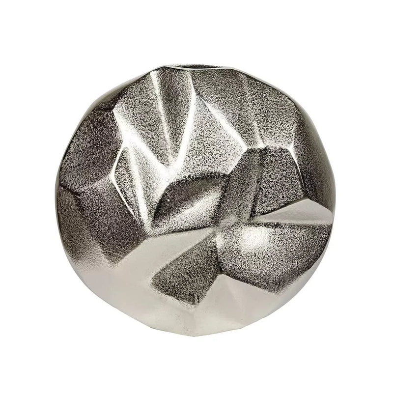 Metal Vase Silver Folded Rustic 26.5cm Iron