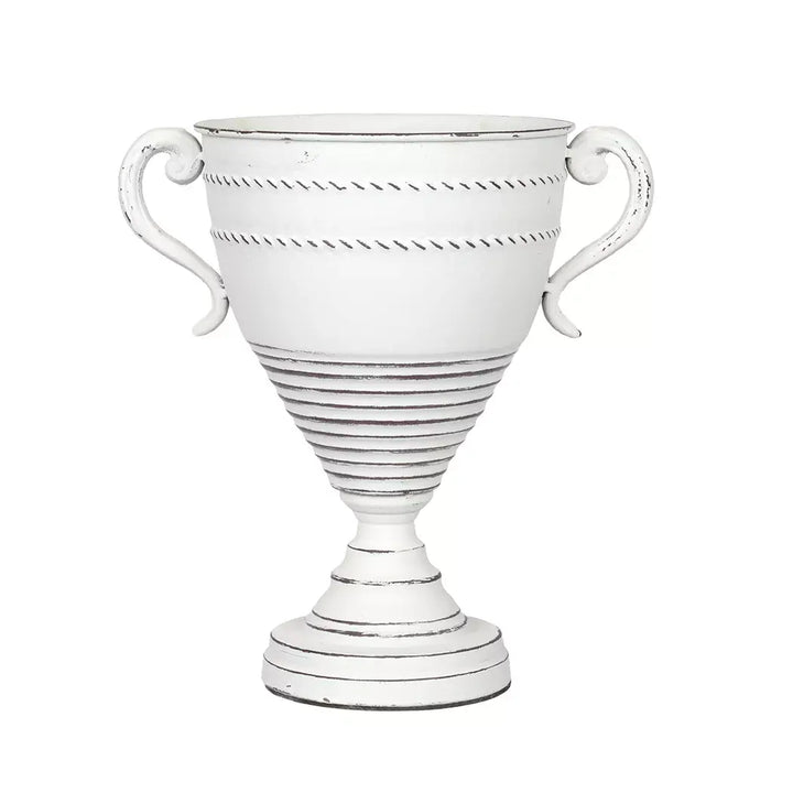 Metal Vase - White Roman 28cm - Iron
