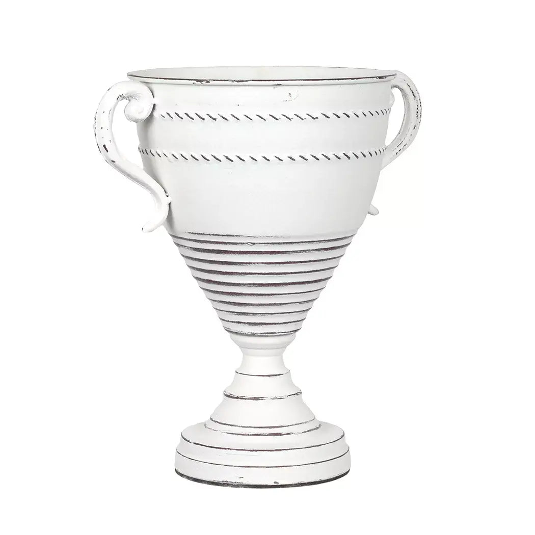 Metal Vase - White Roman 28cm - Iron