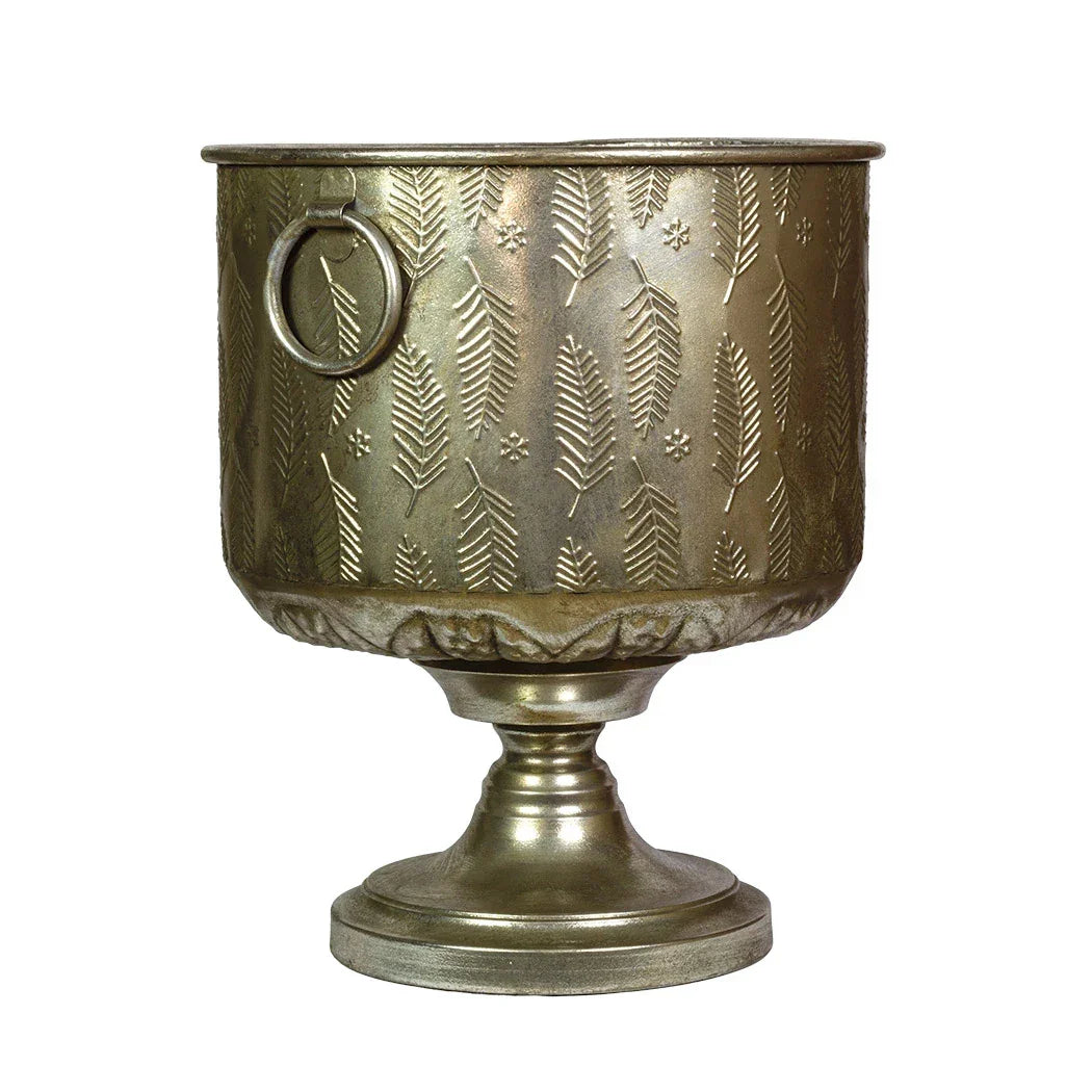 Metal Vase - XL Silver Leaves - Iron