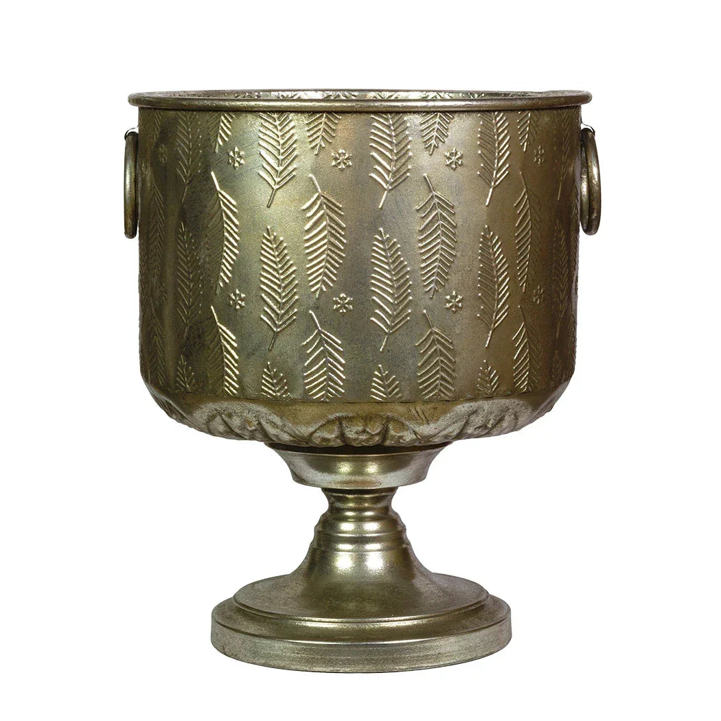 Metal Vase - XL Silver Leaves - Iron