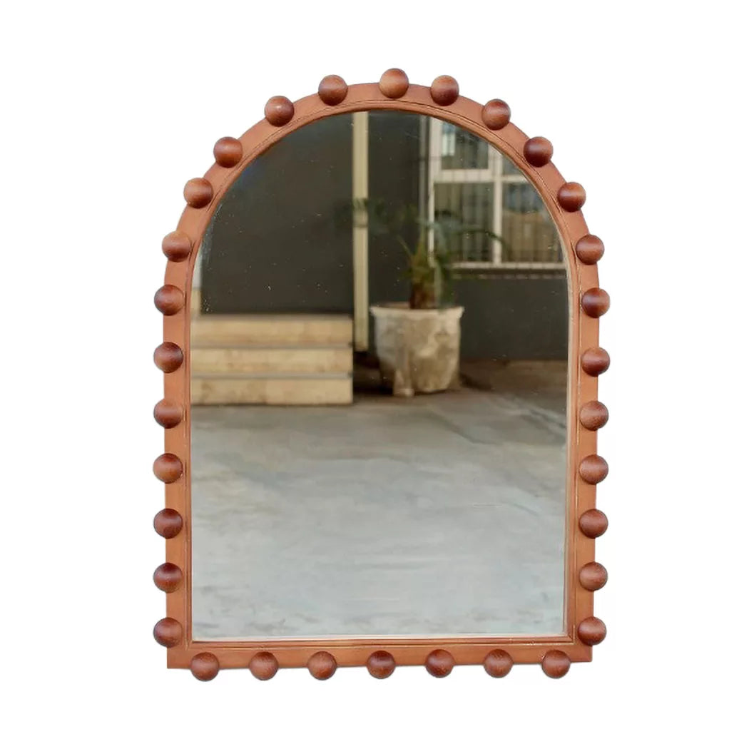 Wall Mirror - Wooden Bobbles Arched