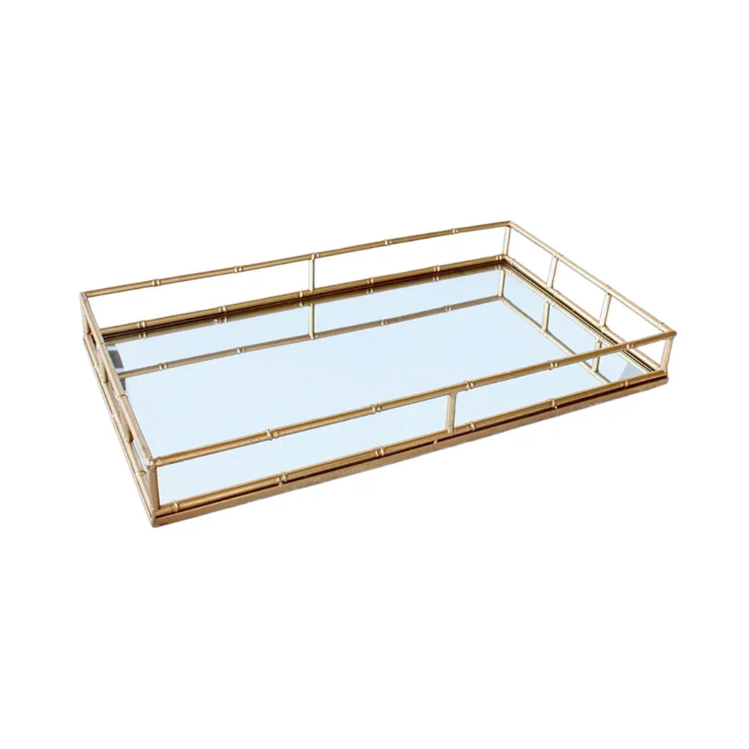Mirror Tray - Golden Bamboo Metal - Pewter