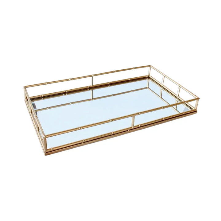 Mirror Tray - Golden Bamboo Metal - Pewter