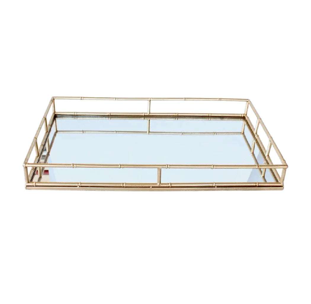 Mirror Tray - Golden Bamboo Metal - Pewter