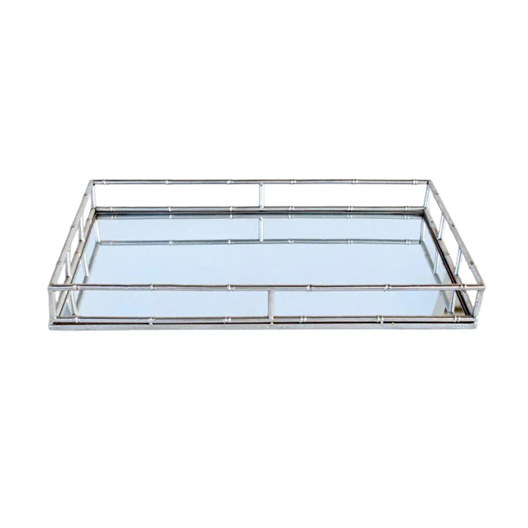 Mirror Tray - Silver Bamboo Metal - Pewter