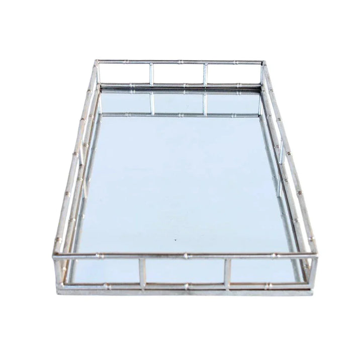 Mirror Tray - Silver Bamboo Metal - Pewter
