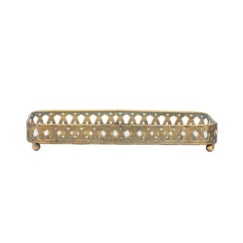 Mirror Tray - Woven Gold - Pewter