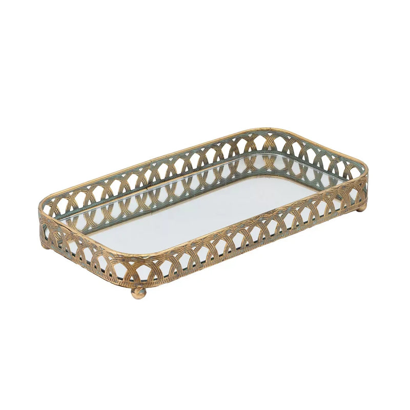 Mirror Tray - Woven Gold - Pewter