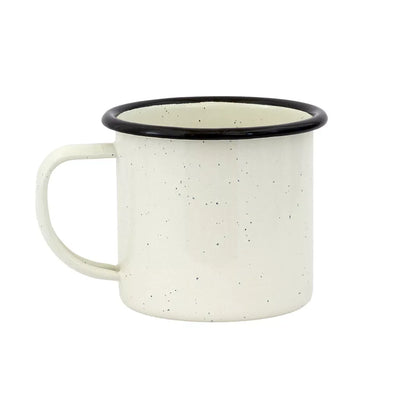 Mug - Enamel Off-White Black Rim 375ml - Enamel